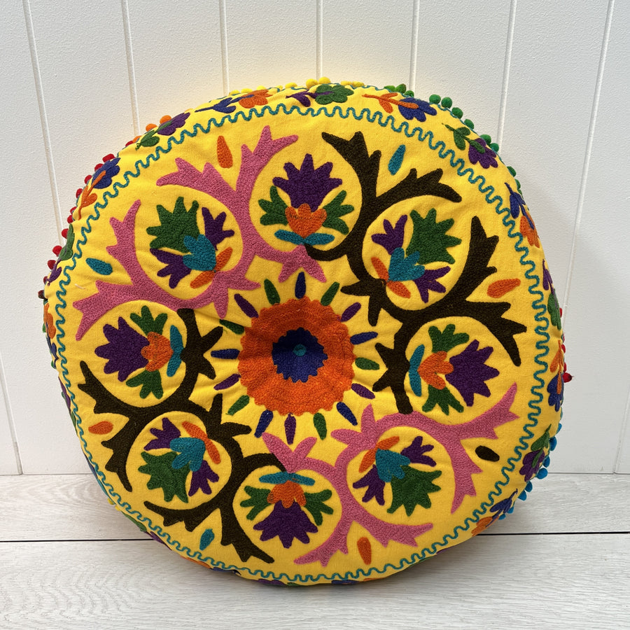 Round Embroidered Cushion 60cm, 11