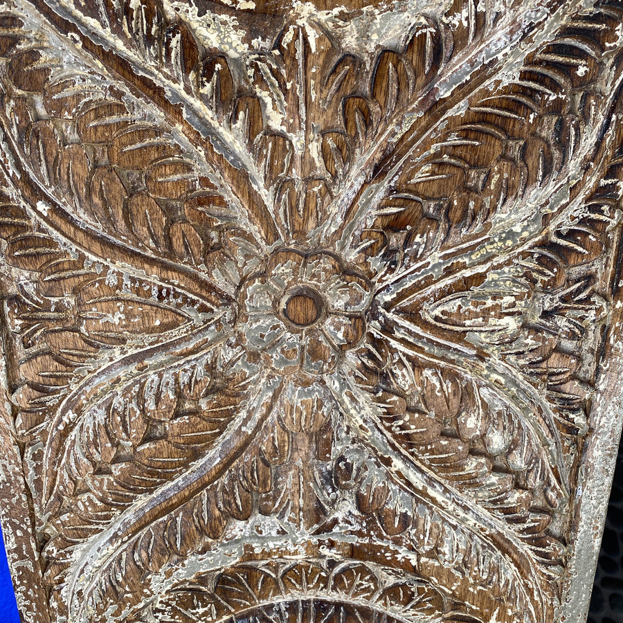 Carved Wooden Panel - Grey Wash