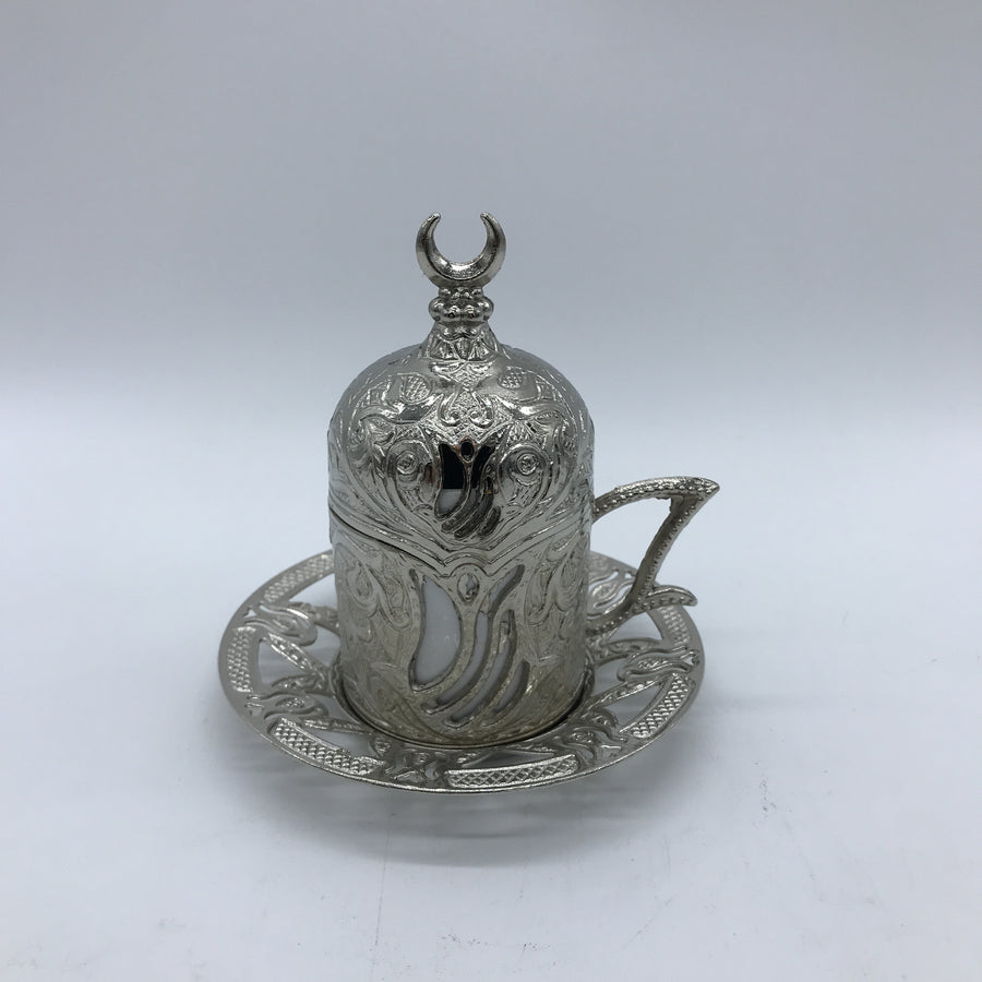 Turkish Coffee Cup and Saucer - Silver