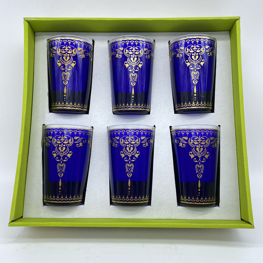 Moroccan Tea Glasses - Marjana Blue, Set of 6
