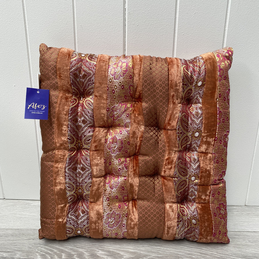 Indian Brocade Cushion - Salmon and Pink