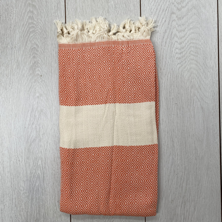 Turkish Towel Diamond Weave, Orange