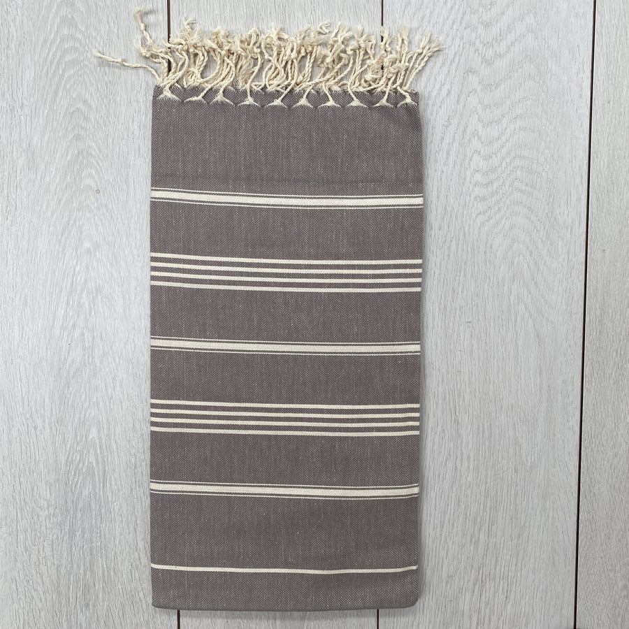 Turkish Towel Sultan Stripe, Dark Grey