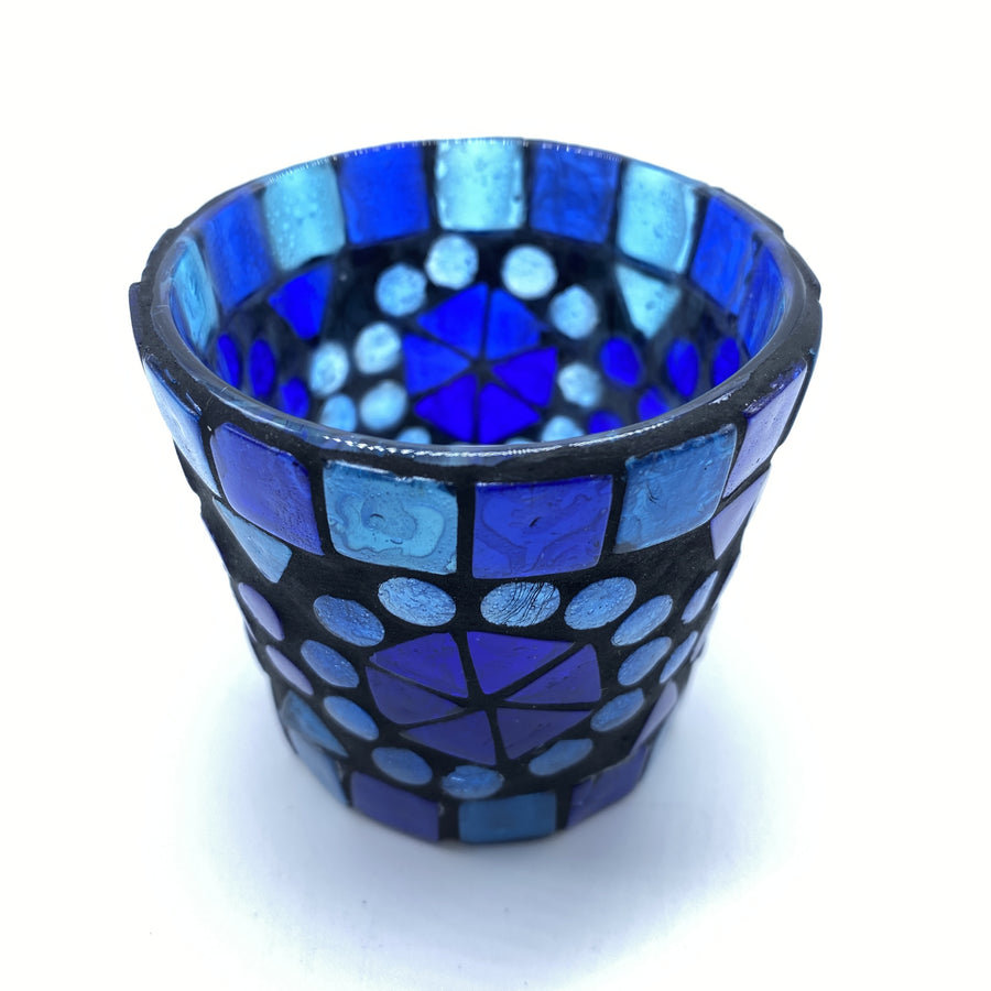 Indian Mosaic Tea Light - Blue Patterned