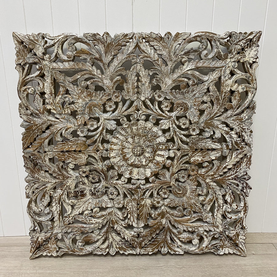 Carved Screen - Square, Grey Wash