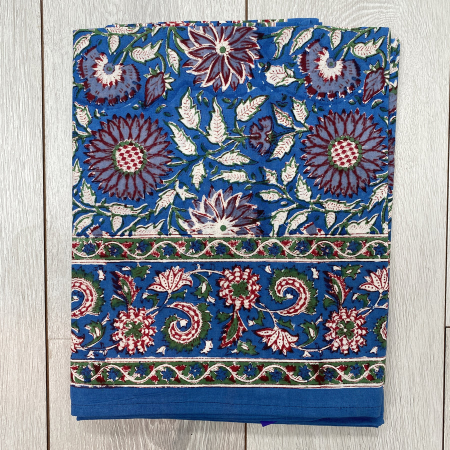 Block Printed Tablecloth - Royal Blue