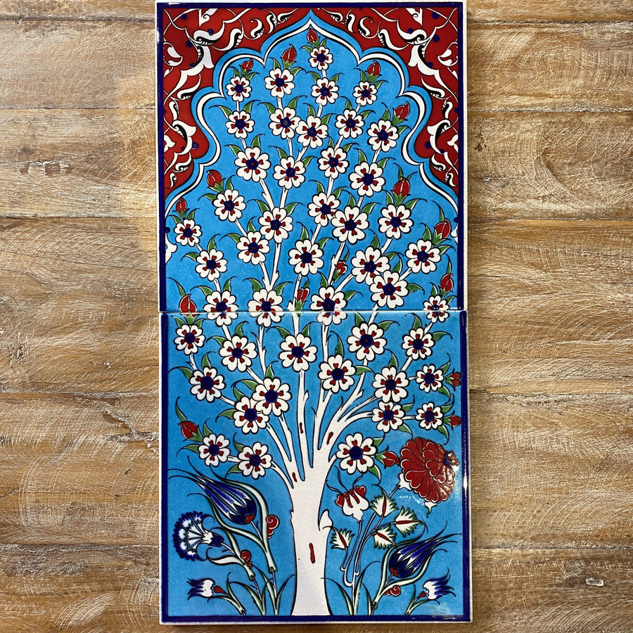 Turkish Tile - 2 pce Spring Tree - Light Blue